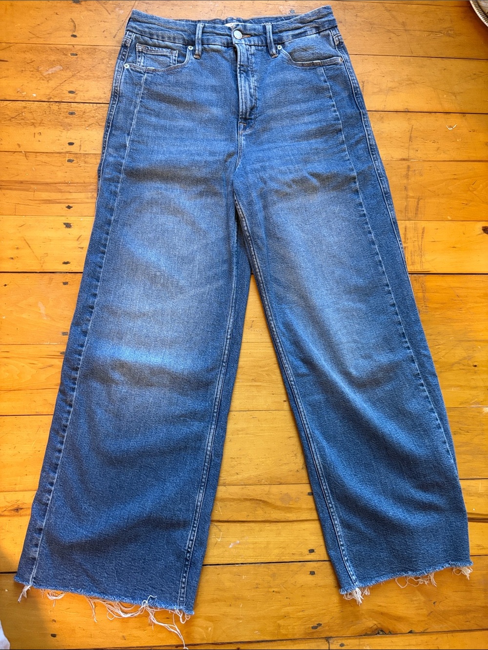 Good American Wide-Leg High-Rise Jeans in Blue Wash